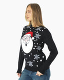 Santa Head Black Festive Womens Jumper