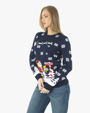 Santa to the Pub Navy Novelty Womens Jumpers