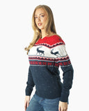 Snowflakes Navy Reindeer Xmas Jumpers