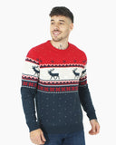 Snowflakes Reindeer Navy Xmas Jumpers