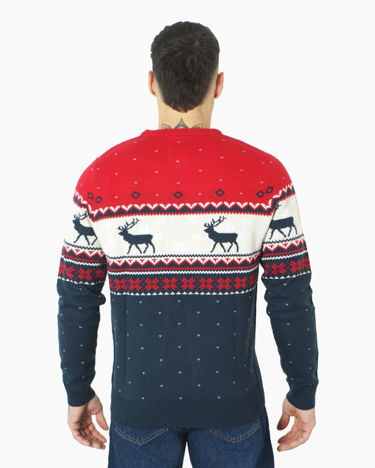 Snowflakes Reindeer Navy Xmas Jumpers
