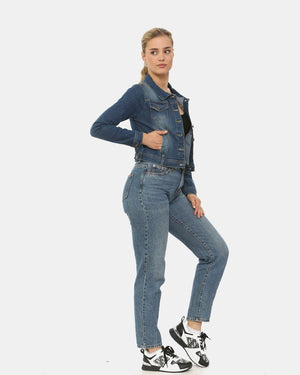 Vintage Navy Ladies Trucker Denim Jacket