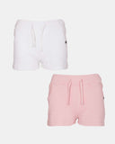 White & Shell Pink Plain Shorts (Pack of 2)