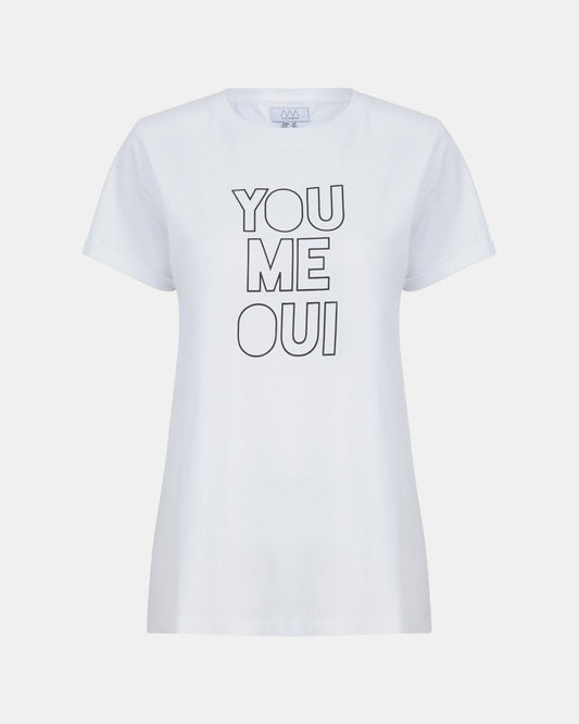 White Womens You Me Oui Printed T-Shirt