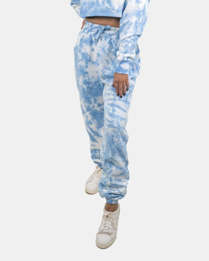 Women Blue Tie - Dye Fleece Tracksuit