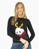 Women Panda Black Knitted Xmas Jumper