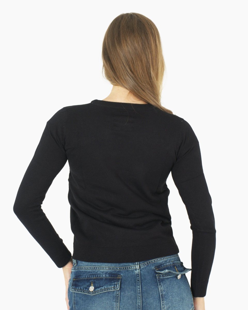 Women Panda Black Knitted Xmas Jumper