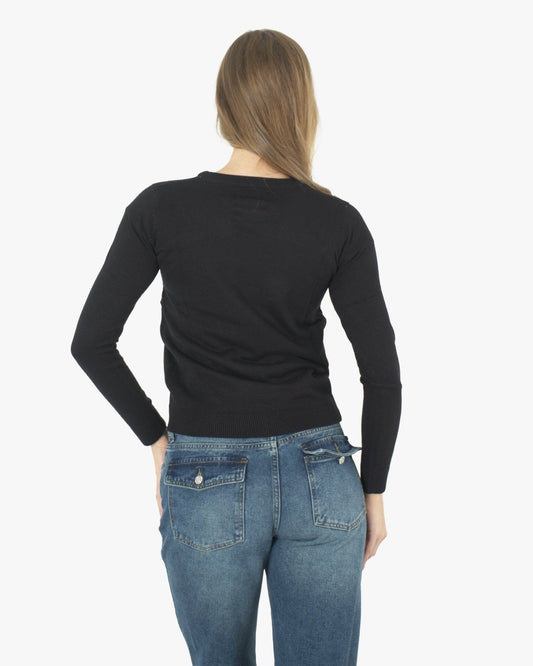 Women Panda Black Knitted Xmas Jumper