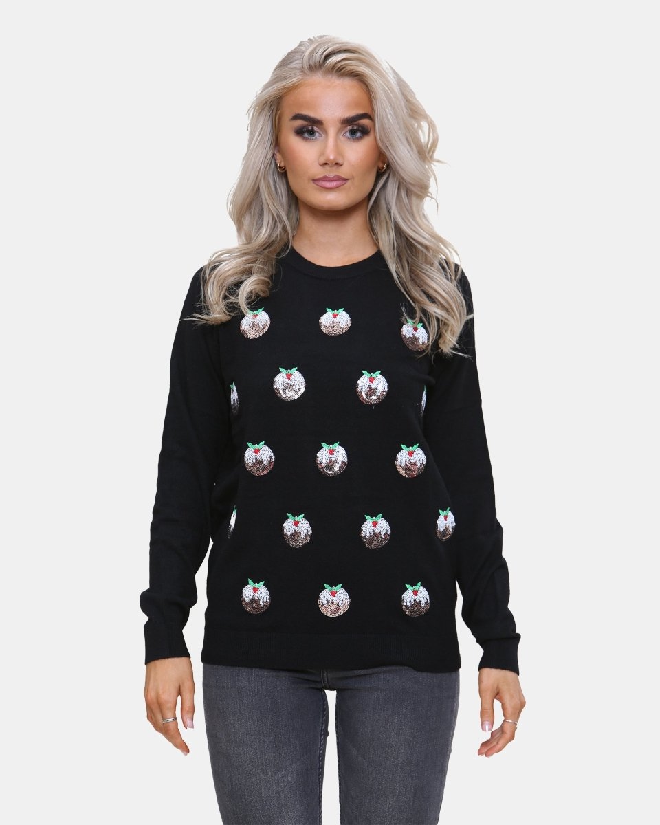 Women Pudding Black Christmas Jumper
