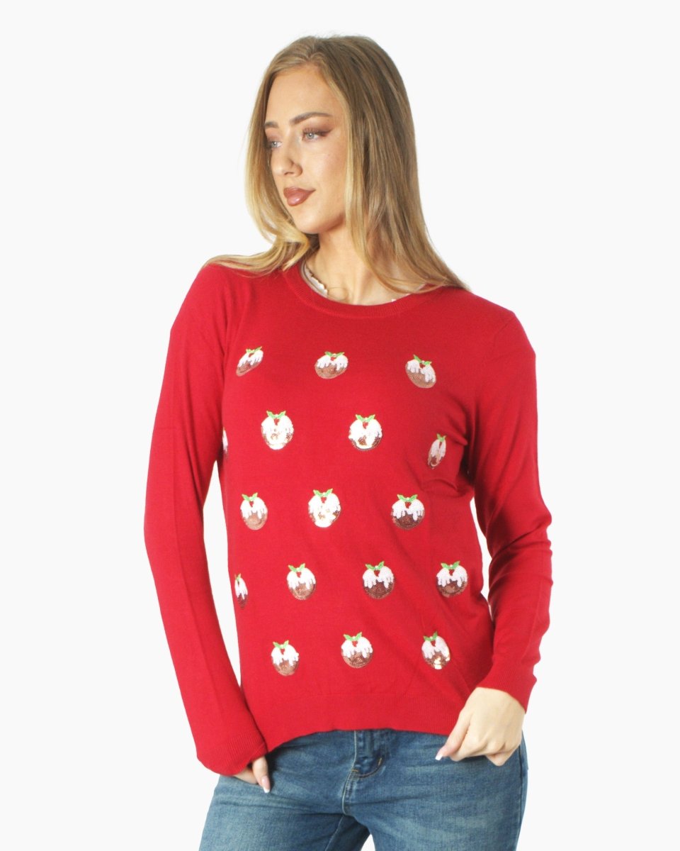 Women Pudding Red Christmas Jumper