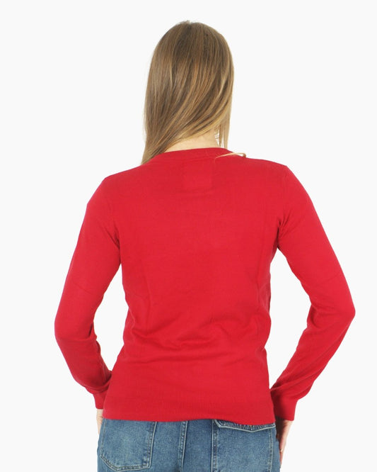 Women Red Bauble Bells Christmas Jumper