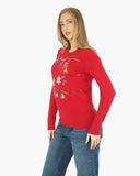 Women Red Bauble Bells Christmas Jumper