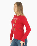 Women Red Bauble Bells Christmas Jumper