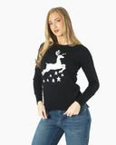Women Reindeer Stars Black Jumper