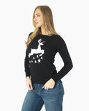 Women Reindeer Stars Black Jumper