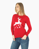 Women Reindeer Stars Red Jumper