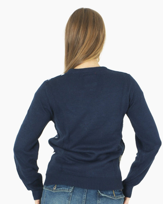 Women Xmas Tree Gift Navy Christmas Jumper