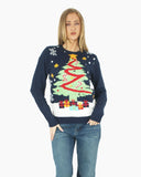 Women Xmas Tree Gift Navy Christmas Jumper