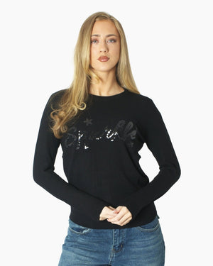 Women’s Christmas Black Sequin Sparkle Jumper