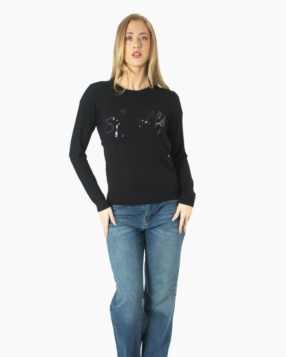 Women’s Christmas Black Sequin Sparkle Jumper