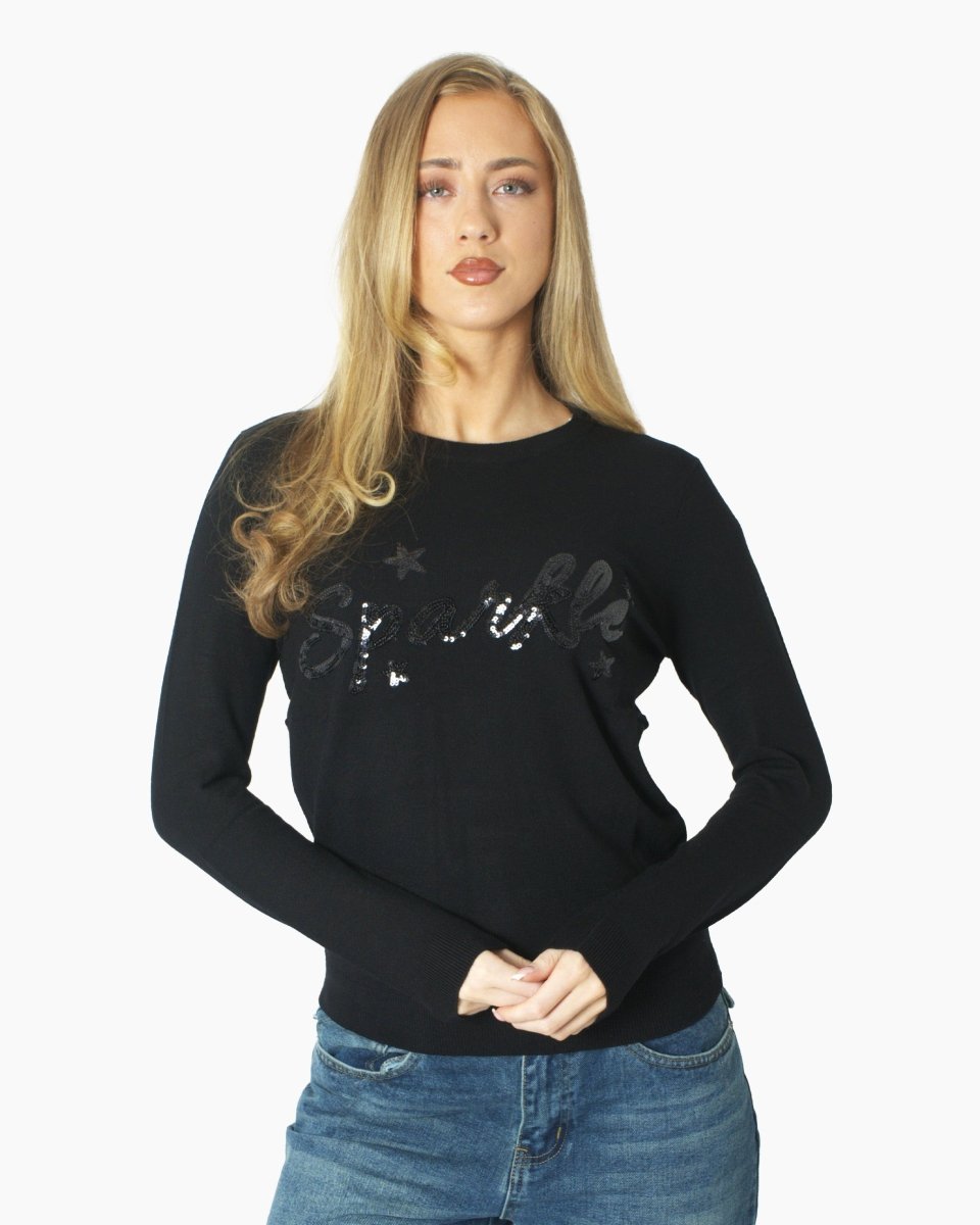 Women’s Christmas Black Sequin Sparkle Jumper