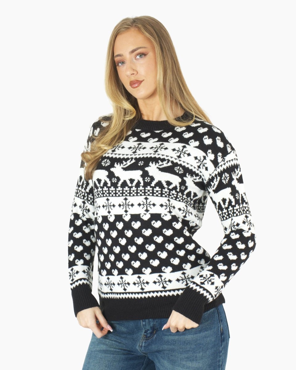 Women’s Christmas Knitted Snowflakes Black Jumper