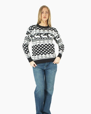 Women’s Christmas Knitted Snowflakes Black Jumper