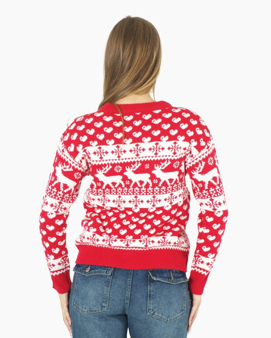 Women’s Christmas Knitted Snowflakes Red Jumper