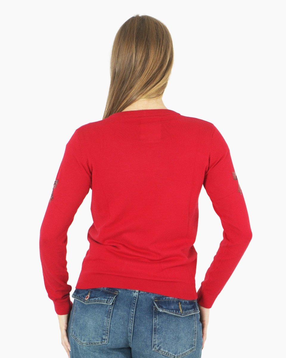 Women’s Christmas Red Bow Sequin Sparkle Jumper