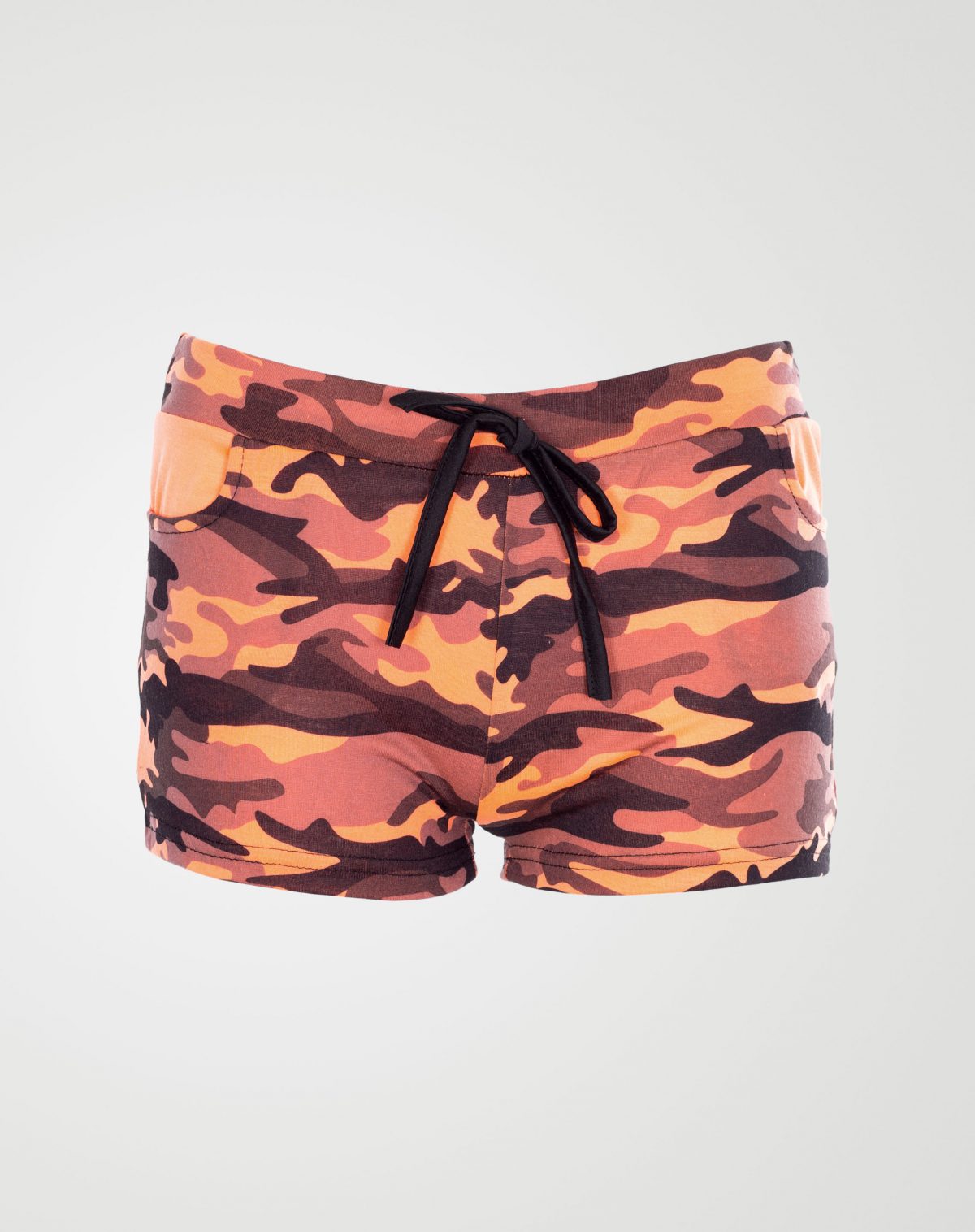 Image 1 of Girls Camo Print Hot Pants Shorts of color Coral from Noroze