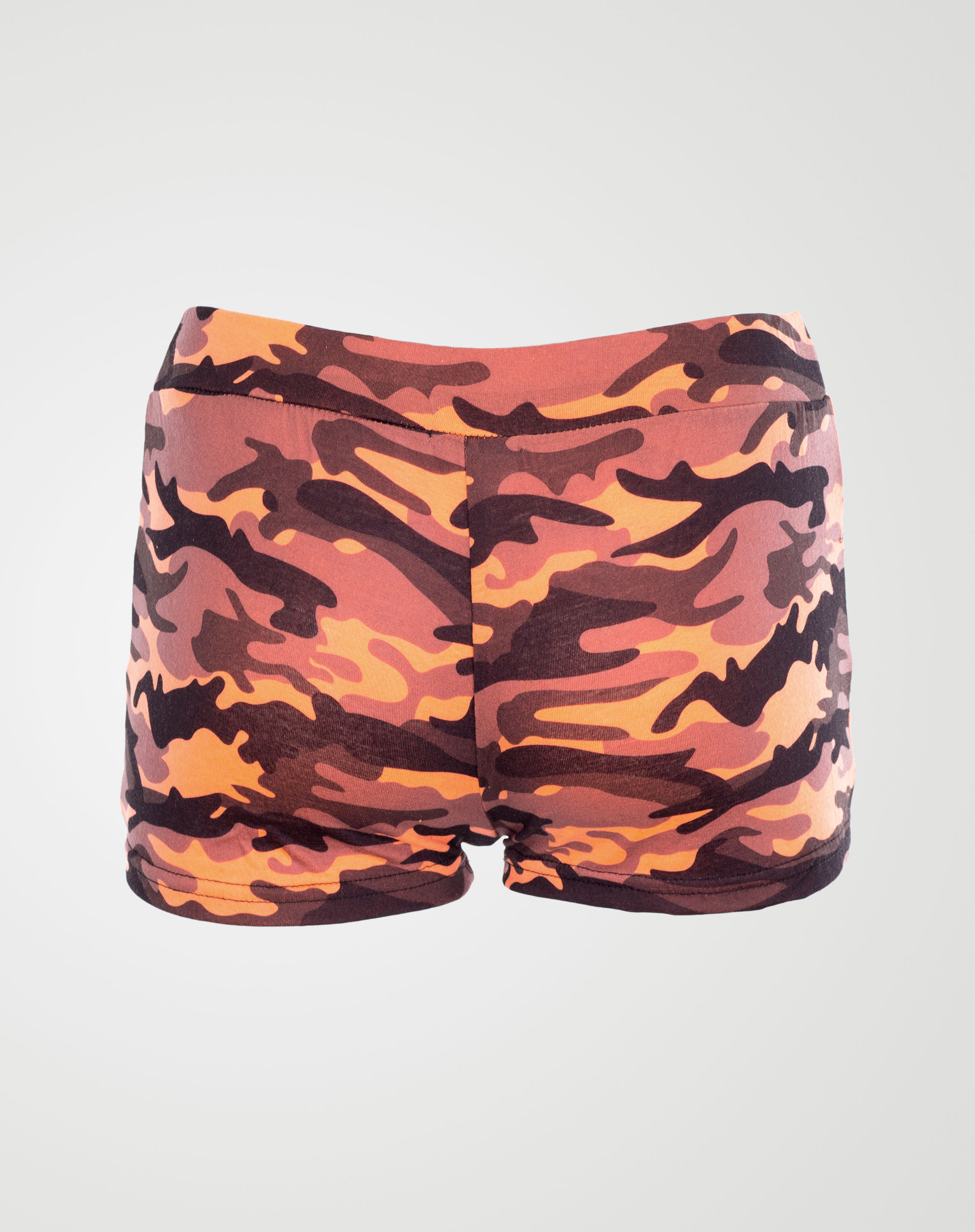 Image 3 of Girls Camo Print Hot Pants Shorts of color Coral from Noroze