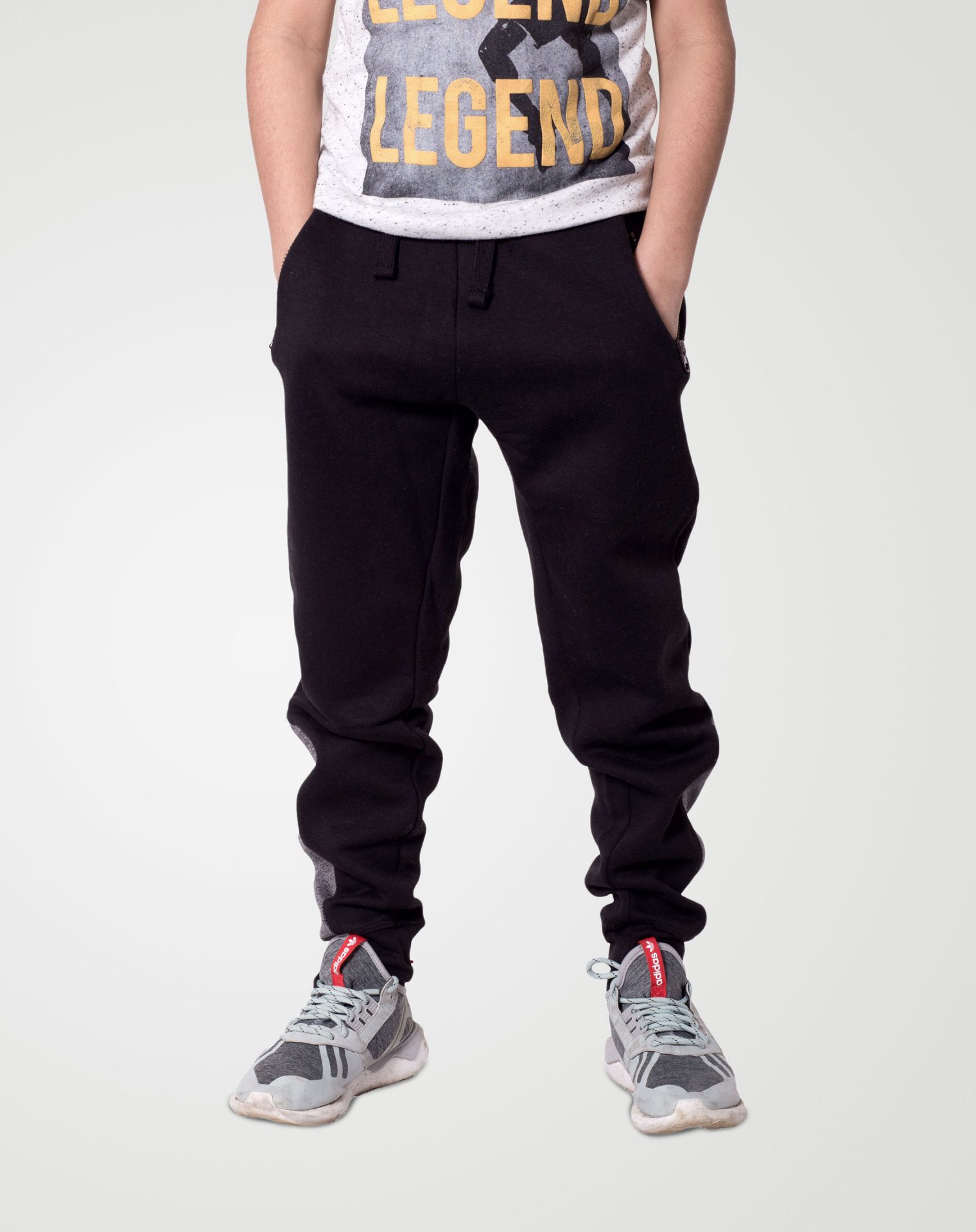 Image 1 of Boys Contrast Ankle Trouser color Black and sizes 7-8, 9-10, 11-12, 13 from Noroze