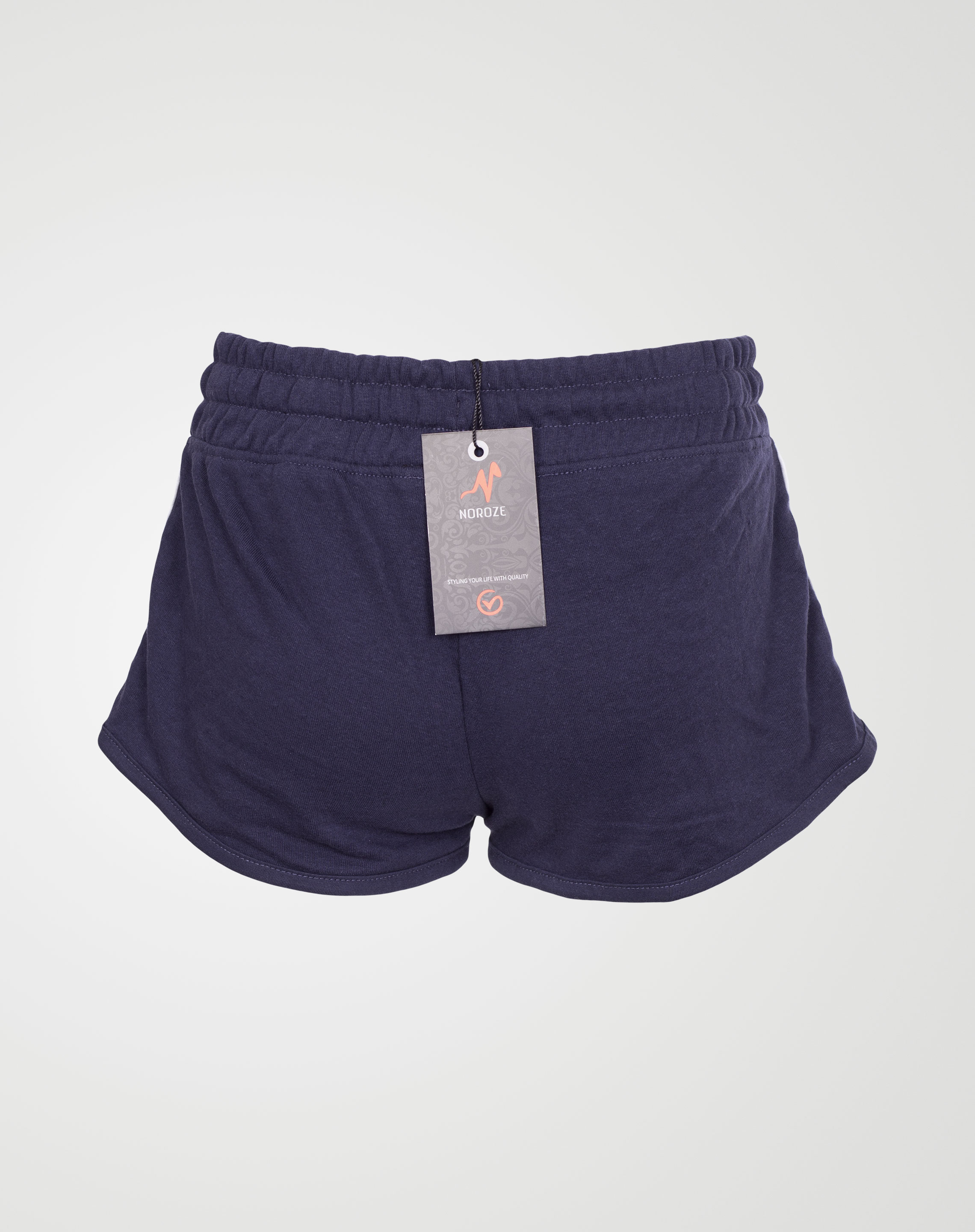 Image 2 of Womens Contrast Stripe Shorts Hot Pants color Navy and sizes 8,10,12,14,16,18 from Noroze