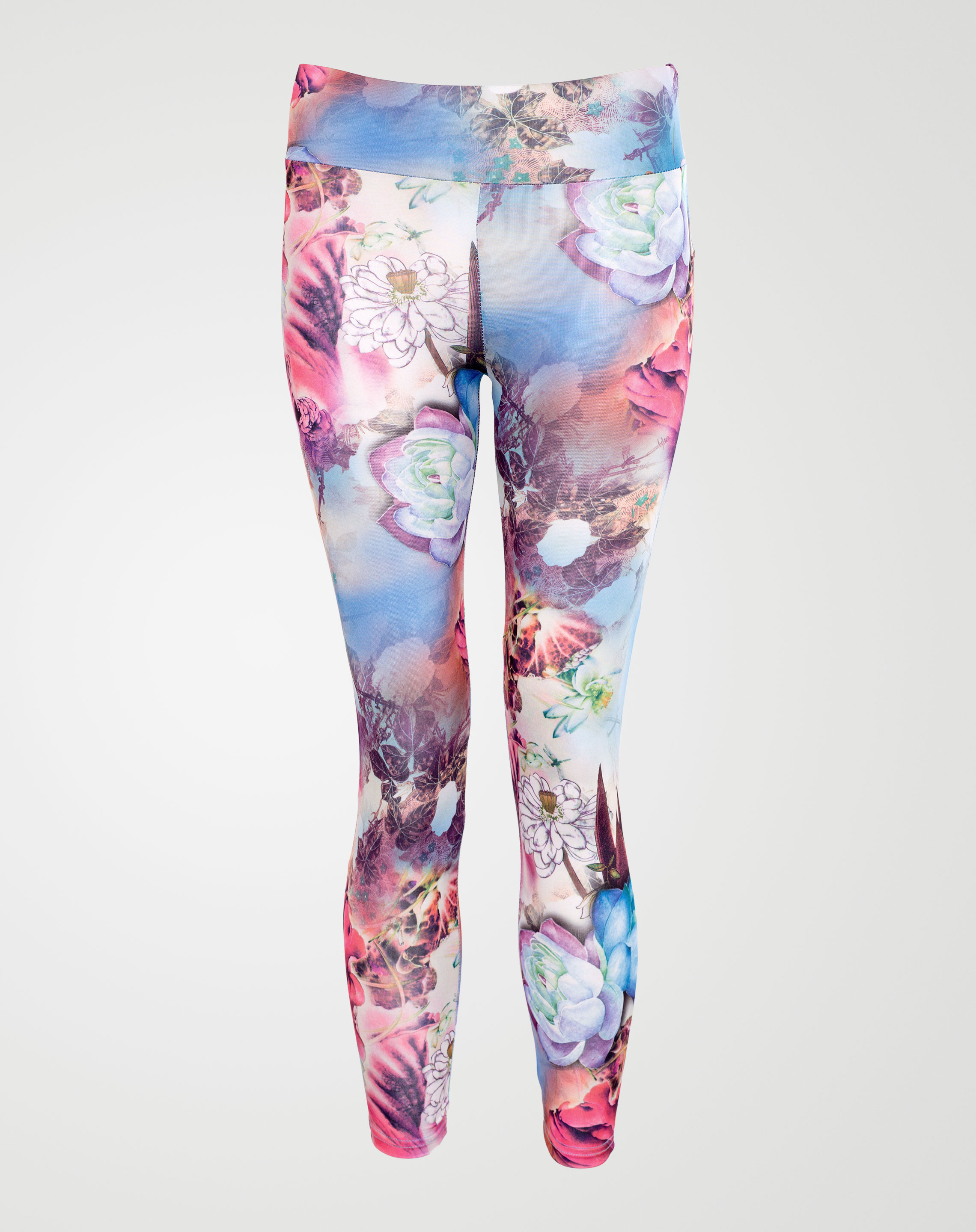 Image 1 of Girls Floral Print Leggings color Sky-Blue and sizes 7-8 yrs, 9-10 yrs, 11-12 yrs, 13 yrs from Noroze