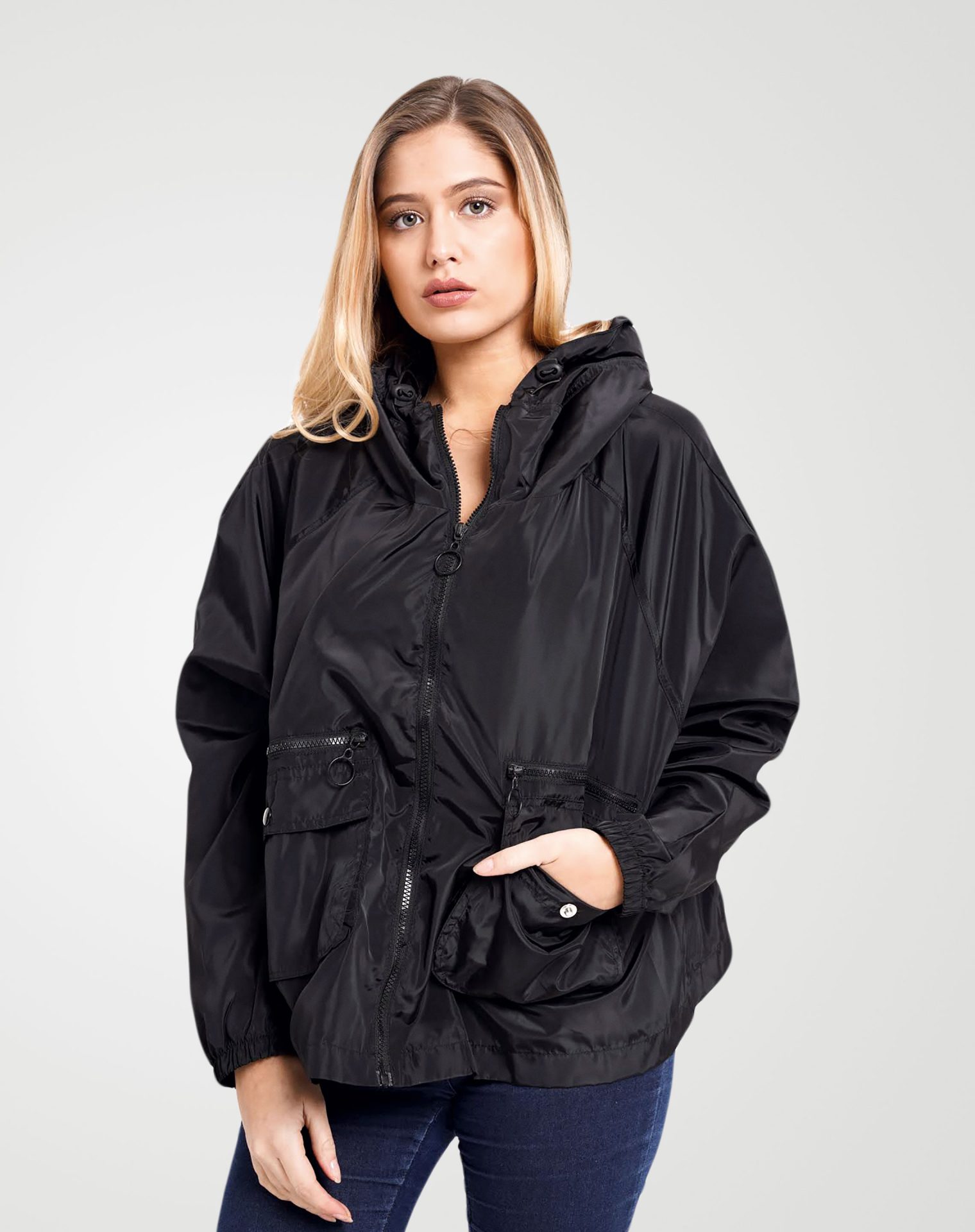 Image 1 of Womens Loose Light Waterproof Raincoat color Black and sizes S/M, L/XL from Noroze