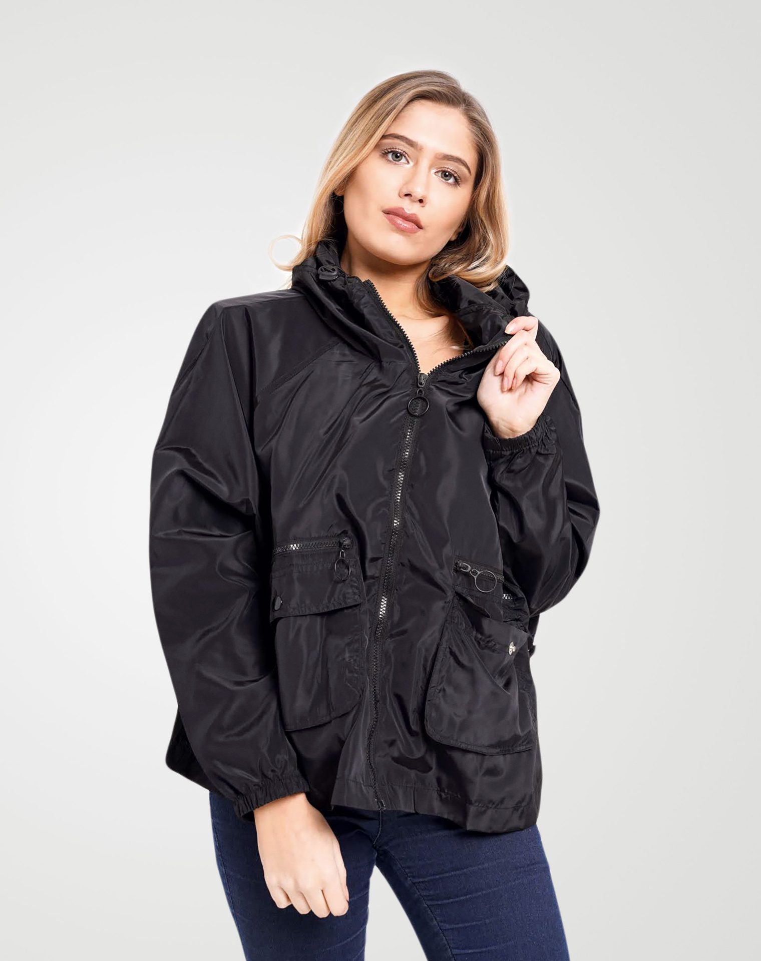 Image 3 of Womens Loose Light Waterproof Raincoat color Black and sizes S/M, L/XL from Noroze