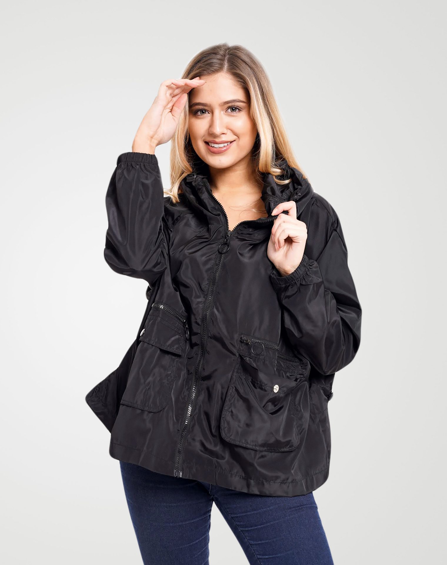 Image 4 of Womens Loose Light Waterproof Raincoat color Black and sizes S/M, L/XL from Noroze
