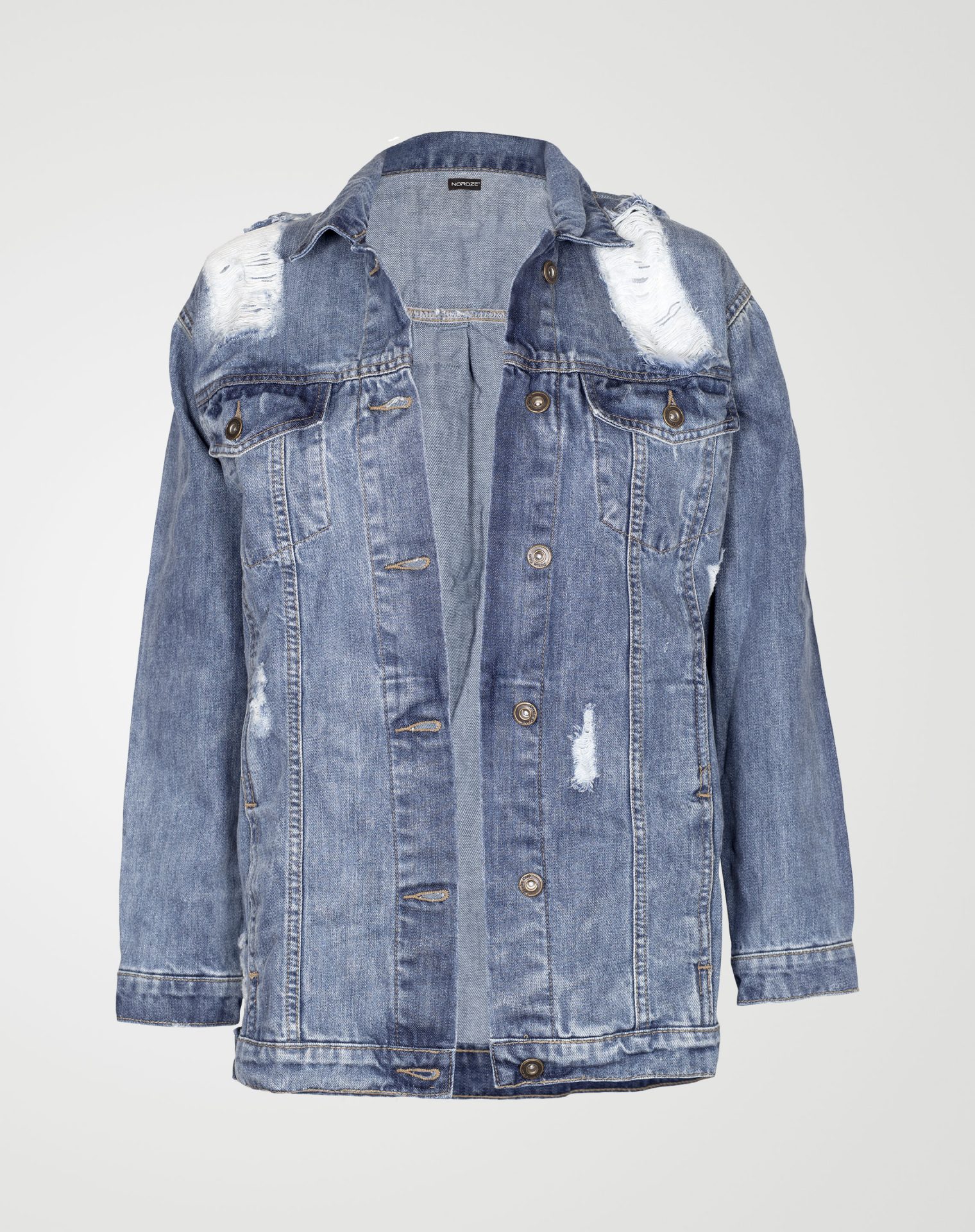 Image 2 of Womens Oversized Denim Jacket color Light-Blue and sizes 8,10,12,14,16 from Noroze