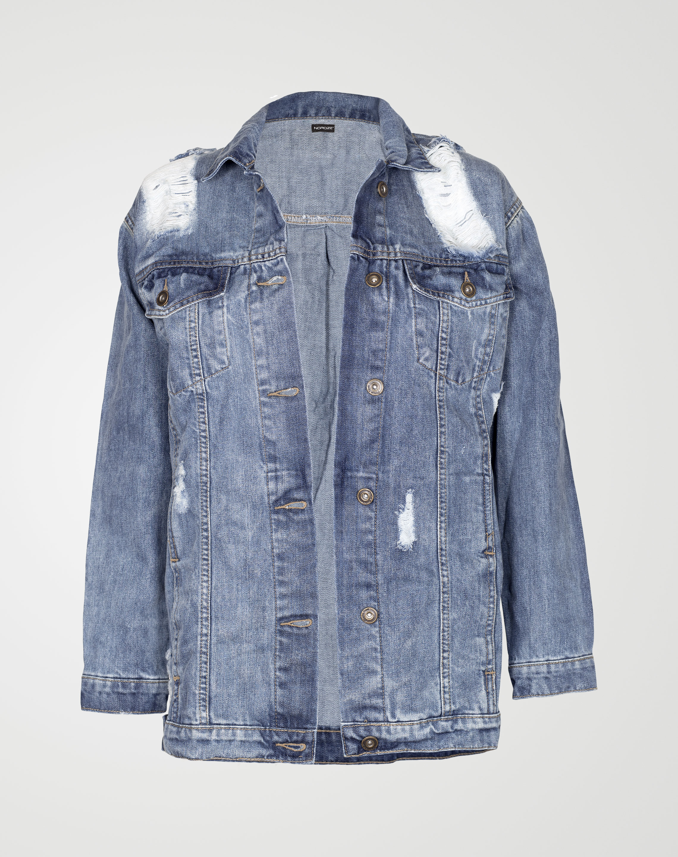 Image 2 of Womens Oversized Denim Jacket color Light-Blue and sizes 8,10,12,14,16 from Noroze