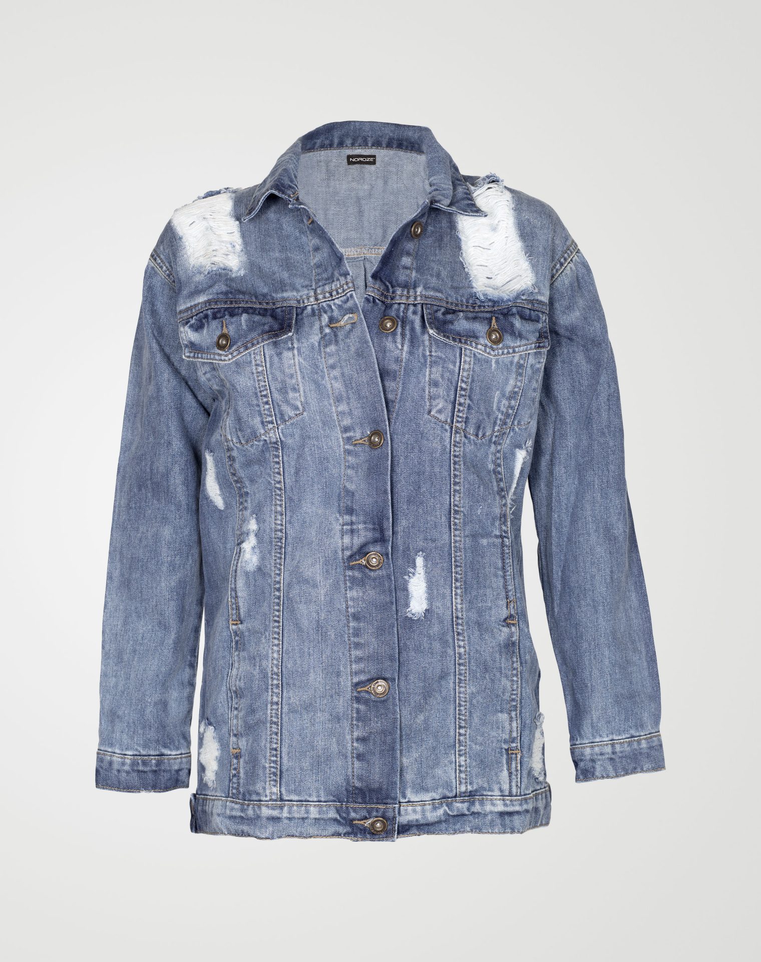 Image 1 of Womens Oversized Denim Jacket color Light-Blue and sizes 8,10,12,14,16 from Noroze