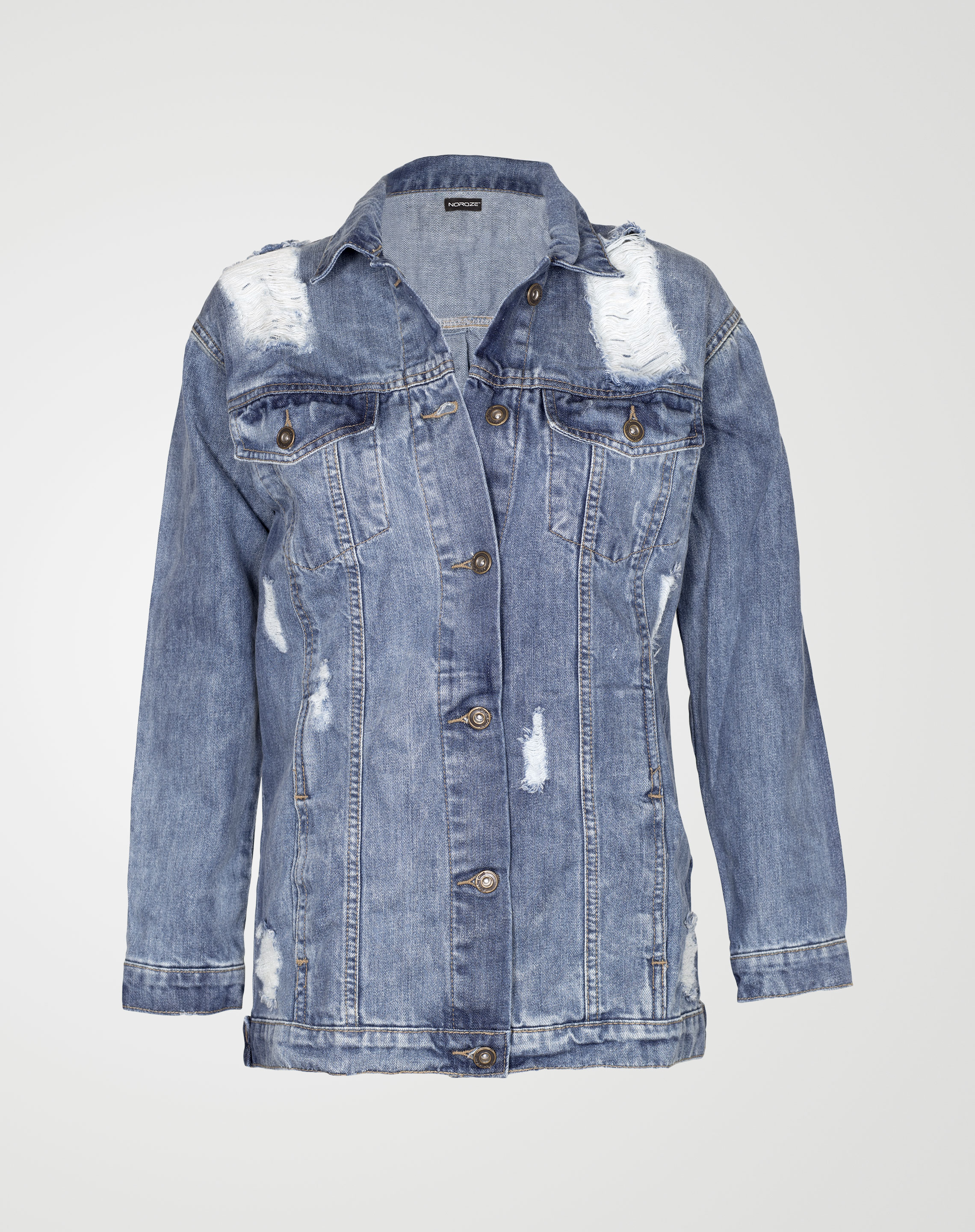 Image 1 of Womens Oversized Denim Jacket color Light-Blue and sizes 8,10,12,14,16 from Noroze