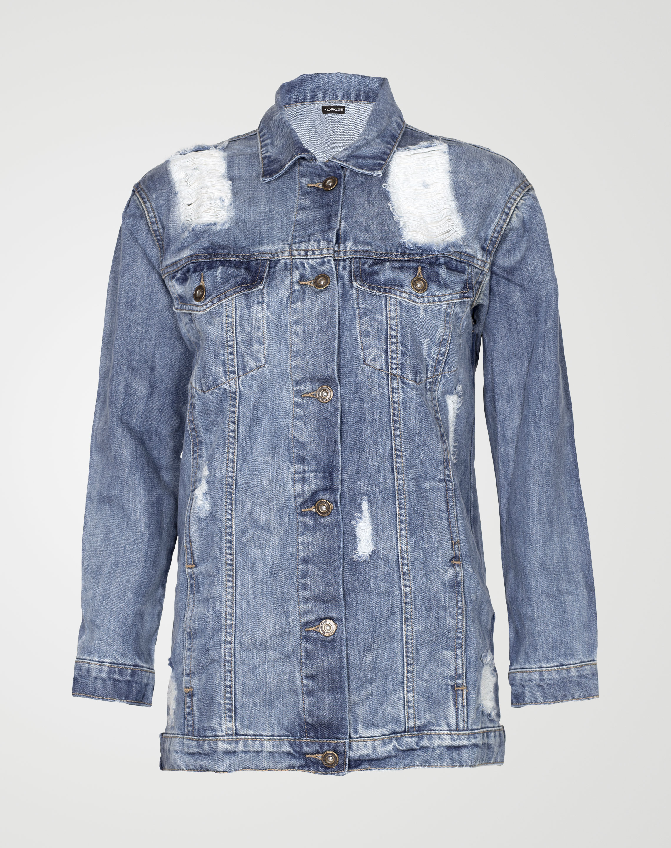 Image 3 of Womens Oversized Denim Jacket color Light-Blue and sizes 8,10,12,14,16 from Noroze