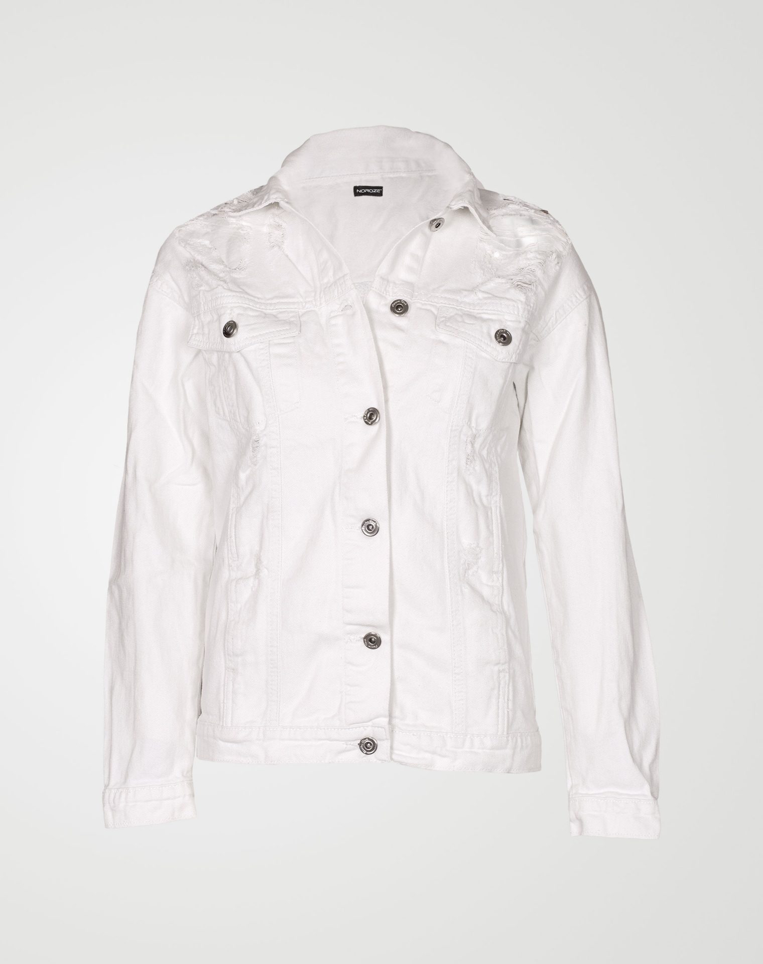 Image 4 of Womens Oversized Denim Jacket color White and sizes 8,10,12,14,16 from Noroze