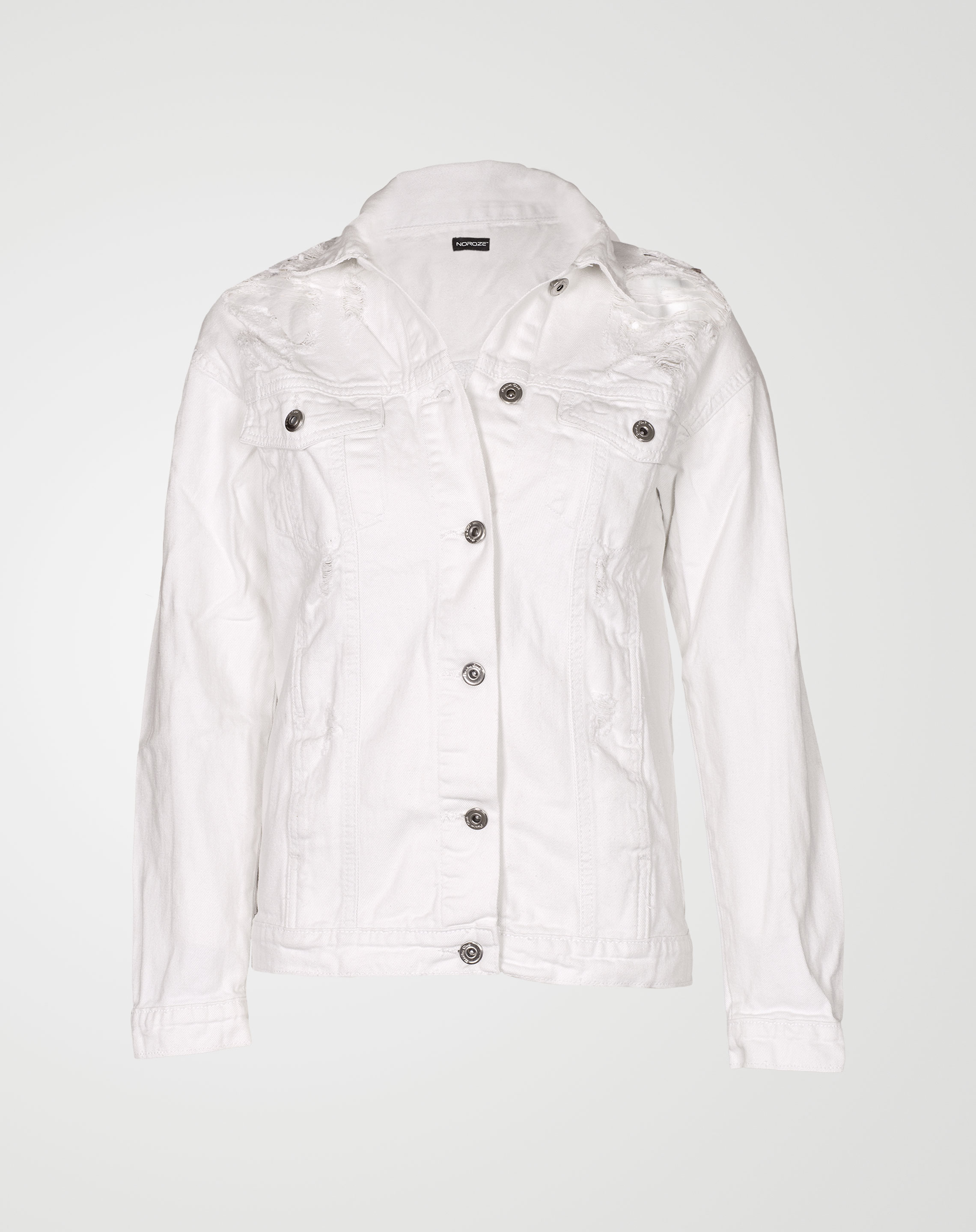 Image 4 of Womens Oversized Denim Jacket color White and sizes 8,10,12,14,16 from Noroze