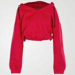 Image 1 of Womens V Neck Hoodie Sweatshirt color Red and sizes S, M, L, XL from Noroze