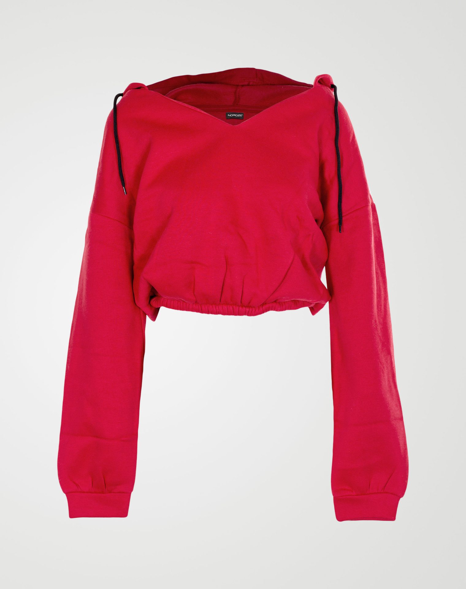 Image 1 of Womens V Neck Hoodie Sweatshirt color Red and sizes S, M, L, XL from Noroze