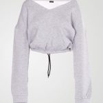 Image 1 of Womens V Neck Hoodie Sweatshirt color Grey and sizes S, M, L, XL from Noroze
