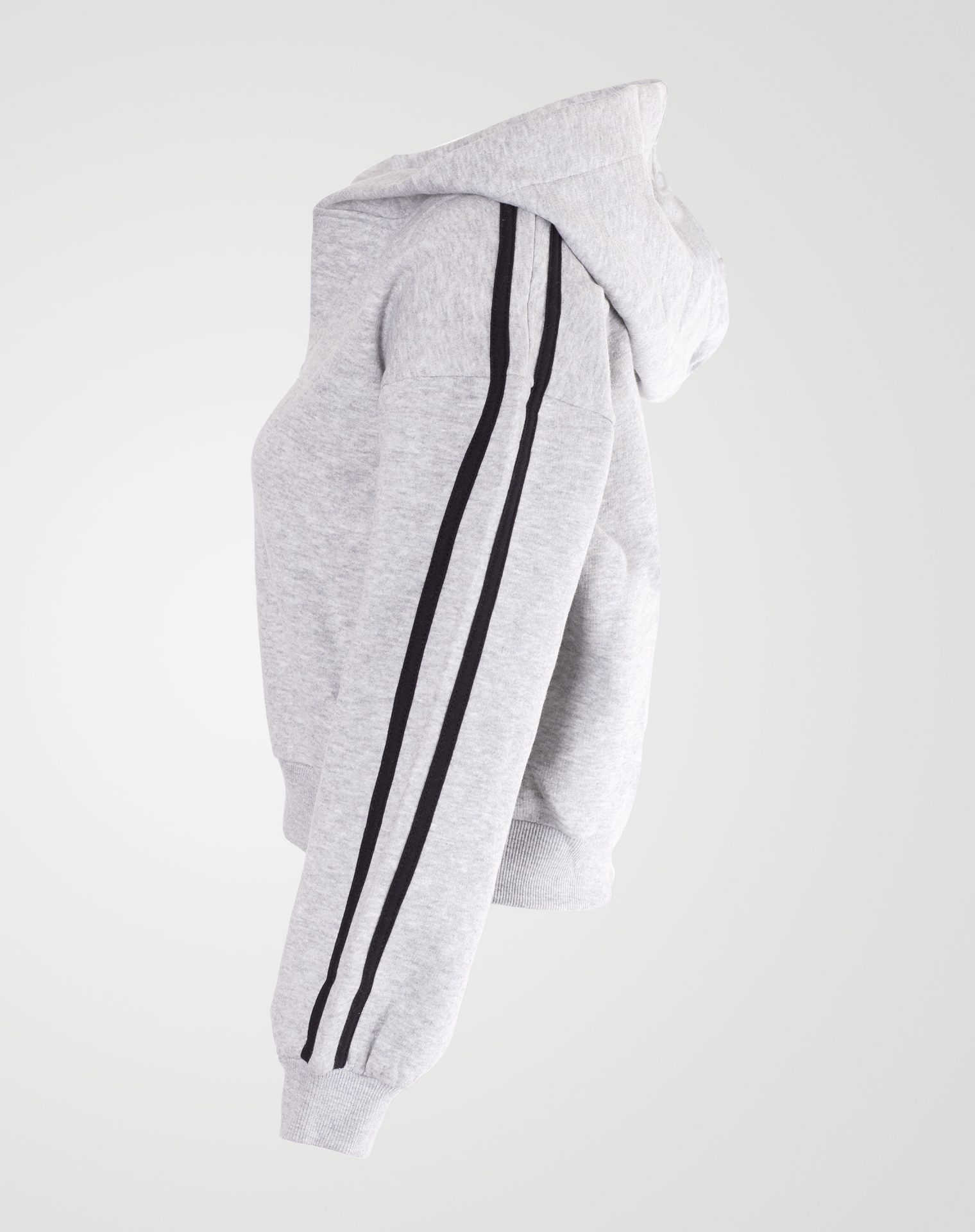 Image 2 of Womens V-Neck Striped Hoodie color Grey and sizes S, M, L, XL from Noroze
