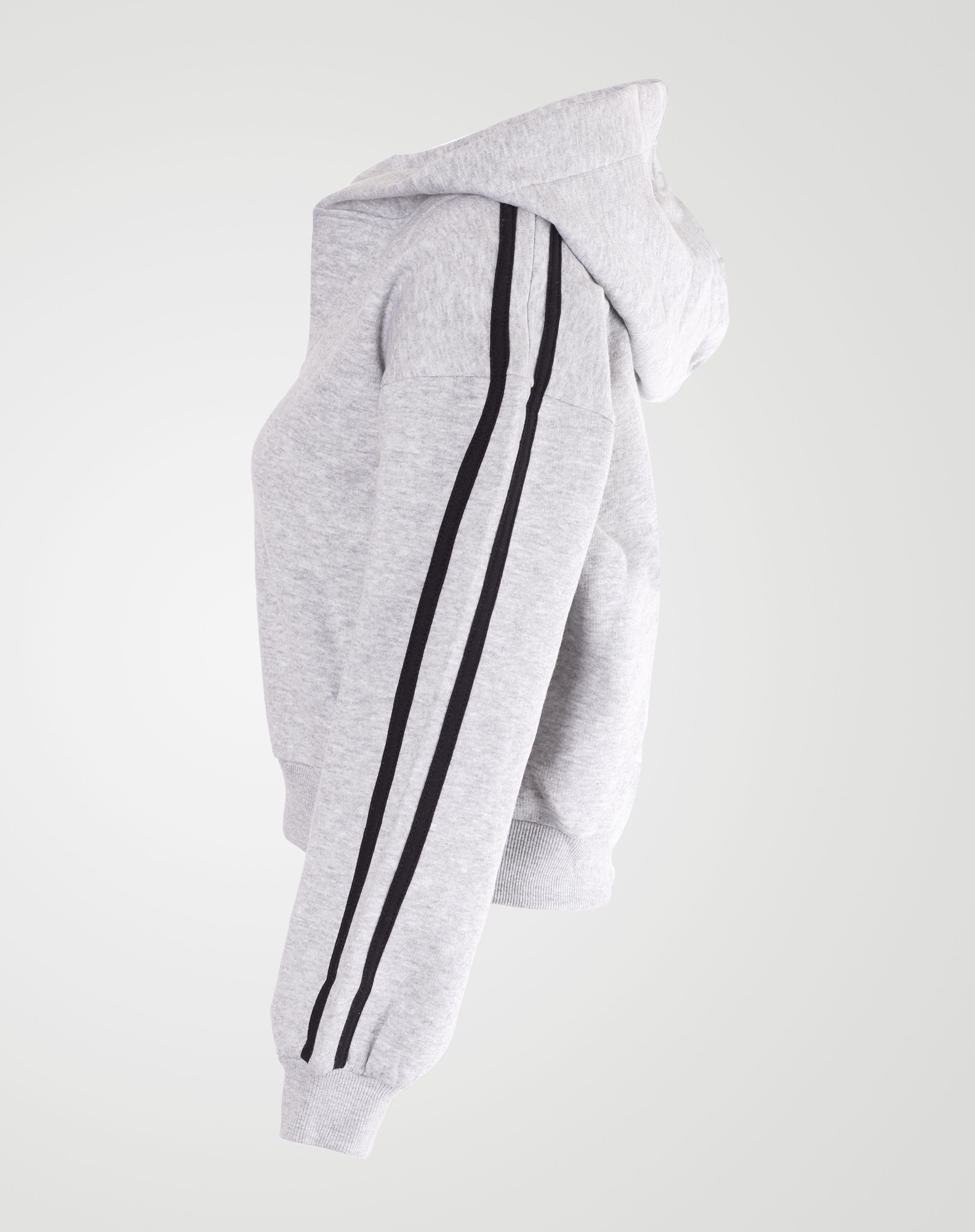 Image 2 of Womens V-Neck Striped Hoodie color Grey and sizes S, M, L, XL from Noroze