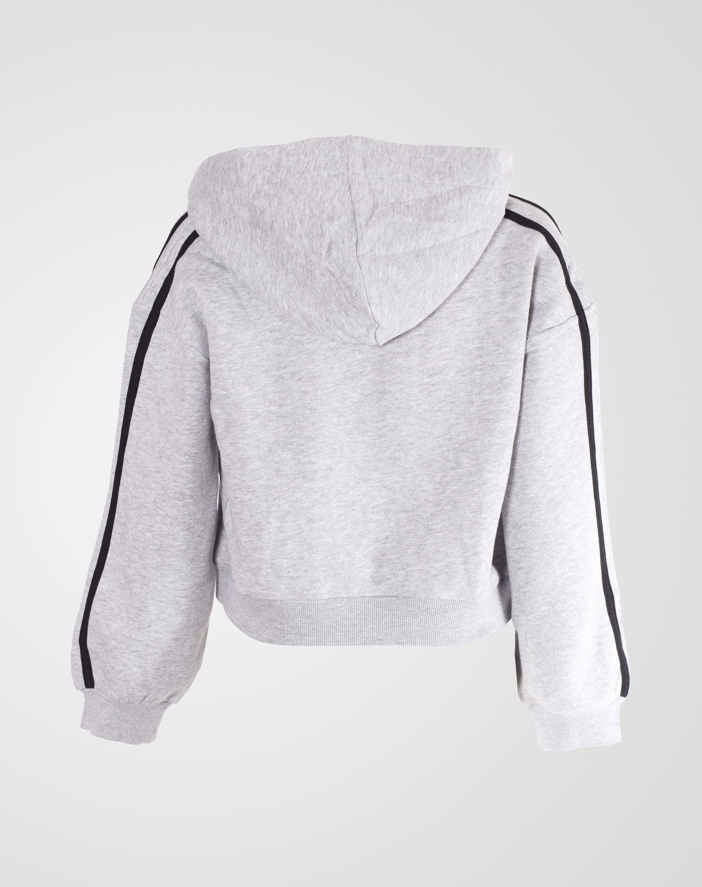 Image 3 of Womens V-Neck Striped Hoodie color Grey and sizes S, M, L, XL from Noroze